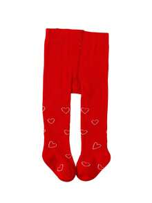 1 chiếc quần legging ôm sát họa tiết trái tim cho bé gái, kiểu dáng ngọt ngào, phù hợp cho chụp ảnh sơ sinh, mặc đi dự tiệc ngày lễ. - Đỏ - Xem 9