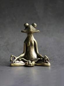 1/2pcs Exquisite Metal Kung Fu Frog Incense Holder, Meditation Frog Figurine With Lotus Leaf Base, Alloy Material, Suitable For Yoga, Meditation, Sleep And Rest, Perfect Desktop Decor, Meditation Accessory, Yoga Decor, Decorative Statue, Elegant Design, Durable Material, Desktop Ornament, Incense Burner, For Meditation Enthusiasts And Yoga Practitioners