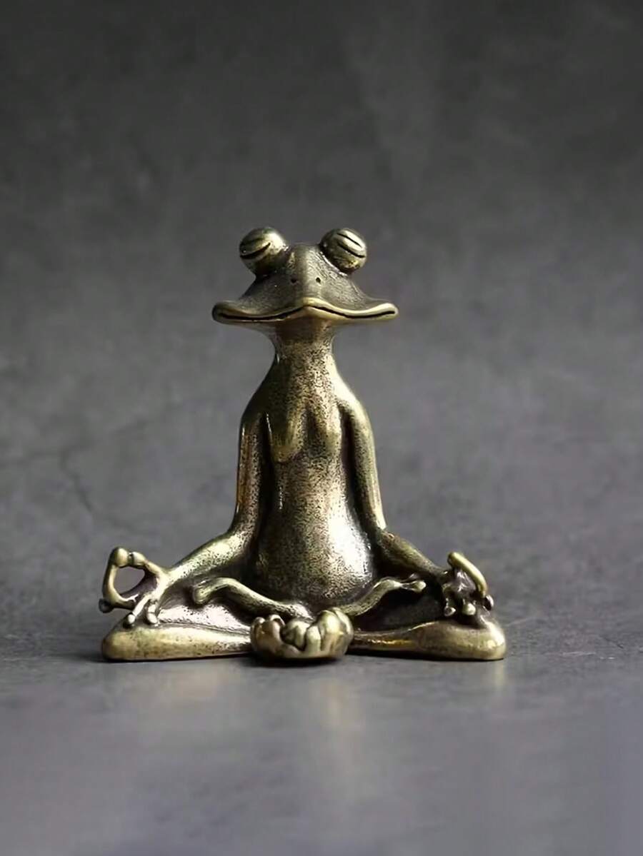1/2pcs Exquisite Metal Kung Fu Frog Incense Holder, Meditation Frog Figurine With Lotus Leaf Base, Alloy Material, Suitable For Yoga, Meditation, Sleep And Rest, Perfect Desktop Decor, Meditation Accessory, Yoga Decor, Decorative Statue, Elegant Design, Durable Material, Desktop Ornament, Incense Burner, For Meditation Enthusiasts And Yoga Practitioners