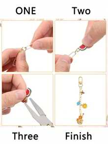 10/5 piezas Accesorios decorativos creativos para llaveros que incluyen mosquetón, cadena de extensión, anilla de apertura, para manualidades y decoración de mochilas