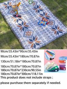 1pc Picnic Mat With PU Strap, Moisture-Proof Pad, Thickened Bohemian Style Ground Mat, Outdoor Tent Camping Blanket Picnic Mat With Strap - Multicolor - View 11