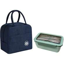 1 Stück große Kapazität Lunchbox mit Besteck, isolierte Tasche, Gabel und Löffel, Erwachsenen Lunchbox, Schul Lunchbox, moderne stilvolle Lunchbox, Doppelfach, geeignet für Arbeit, Outdoor Camping, Schulmaterial - Verschiedenfarbig - Übersicht 9