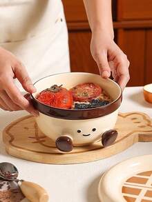 1个大容量可爱脚丫陶瓷拉面碗，高品质3D浮雕面碗，釉下彩陶瓷碗，沙拉/水果碗，节日礼物 - 彩色 - 查看 5