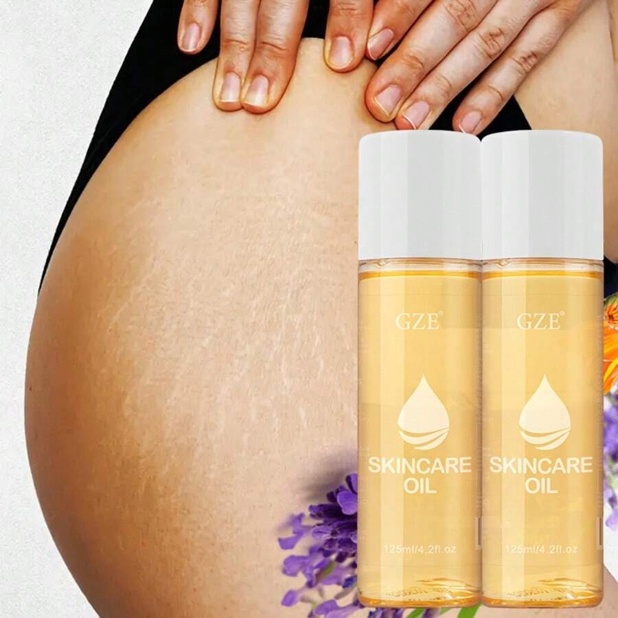 2瓶装 GZE-Oil 护肤身体油，针对妊娠纹，富含维生素E，精华液，紧致提拉肌肤，身体按摩油，面部及身体保湿油，适合所有肤质