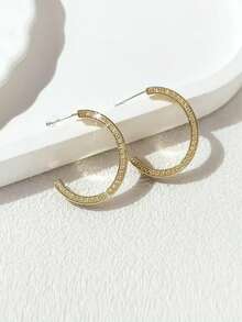 1 Đôi bông tai chữ C mạ vàng 14K cao cấp, thanh lịch, thời trang dành cho nữ - Vàng - Xem 4