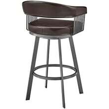 Armen Living Chelsea 26" White Faux Leather and Brushed Stainless Steel Swivel Bar Stool(25 Chocolate) - Multicolor - Ver 6