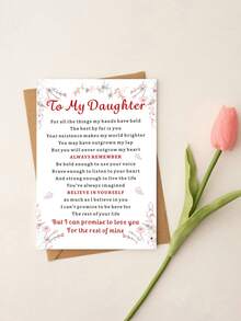 1 pieza Tarjeta de cumpleaños significativa con sobre - "Para mi hija" Diseño floral, mensaje sincero, papel de alta calidad, perfecto para hijas, nietas, hijos y madres - Regalo para todas las ocasiones, Tarjeta de cumpleaños | Tarjeta con diseño floral | Papel, Regalo para hija - Multicolor - Ver 6