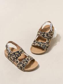 New Kids Anti-Slip Durable Soft Sole Fashionable Leopard Print Birkenstocks Style Street Beach Sandals - Khaki - View 1