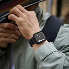 Ốp bảo vệ 2 trong 1 tích hợp miếng dán màn hình, tương thích với Apple Watch Series 4/5/6/7/8/9/10 SE/SE2/Ultra, 40/41/42/44/45/46mm, ốp bảo vệ toàn diện bằng nhựa PC cứng cáp với các cạnh phẳng. - Đen mờ - Riêng tư - Xem 6