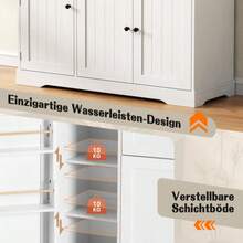 Modern, Elegant Sideboard With 3 Türen And One Schublade, Buffetschrank Für Esszimmer, Wohnzimmer Und Diele (Weiß) - White - View 9