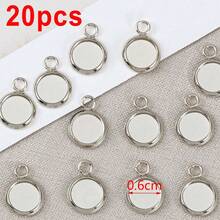 20 khay mặt dây chuyền tròn bằng thép không gỉ, đường kính 6-25mm, thích hợp để tự làm vòng cổ, dùng để gắn đá và mặt dây chuyền trang trí. - Đế mặt dây chuyền - Xem 17