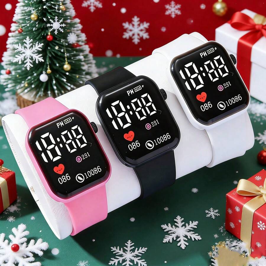 1pc Women's Fashionable & Cute LED Electronic Watch With Date & Time Display, Suitable For Daily Life And Christmas/Holiday Gift - Multicolor - View 1