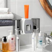 Combined Toothbrush Cup Holder - Wall Mount Organizer With Drainage, Hygienic Drying Function, Space Efficient Bathroom Essential, Easy Clean Surface, Adhesive Installation System, Complete Bathroom Organization, Water Runoff Design - Nhiều màu - Xem 3