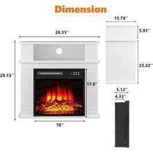 28" Electric Fireplace With Mantel, 18 Inch Electric Fireplace Insert With Remote Control, Freestanding Mantel Fireplace With Storage Shelf For Living Room, Customizable Flame USB LED Stress,5V - US B Type Plug(110-127V) - View 8