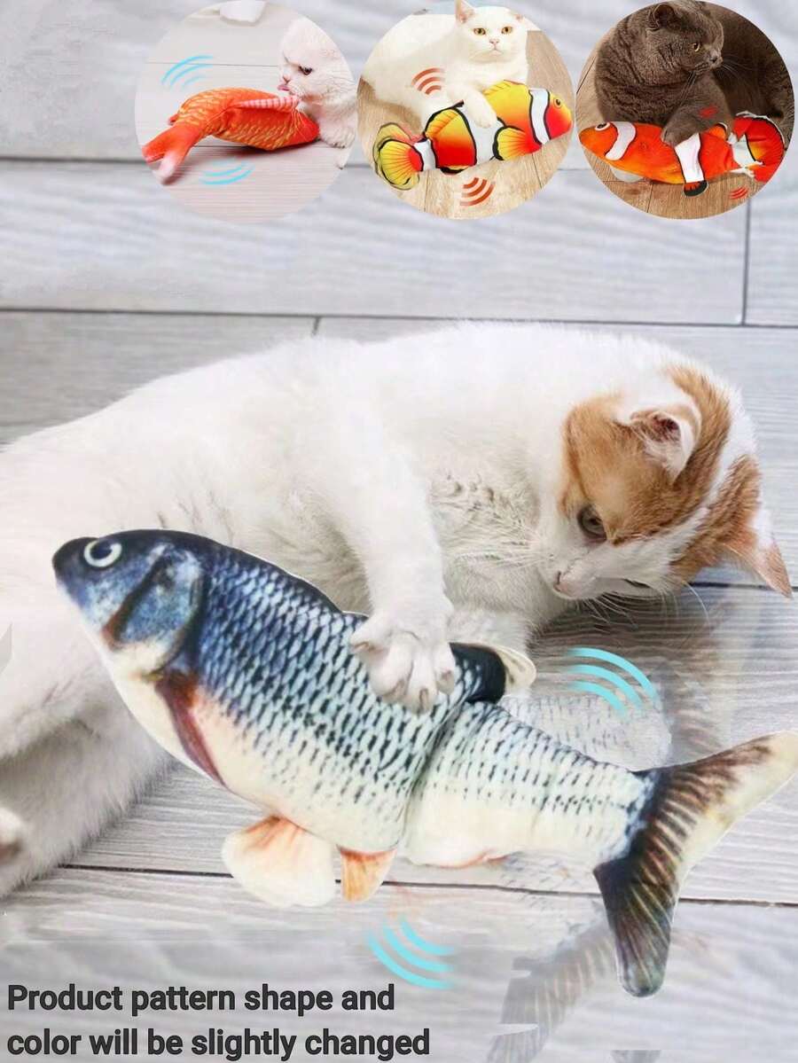 互动式彩色橙白鱼形电动猫玩具,帮助猫咪缓解无聊,适合室内猫咪玩耍,电动鱼形宠物玩具,互动猫玩具,会动的鱼形猫玩具,电动猫玩具,缓解猫咪无聊的玩具,鱼形宠物玩具,室内猫咪玩耍玩具,彩色猫玩具,宠物娱乐玩具,逗猫棒玩具,电池供电猫玩具,趣味猫玩具 - 彩色 - 查看 1