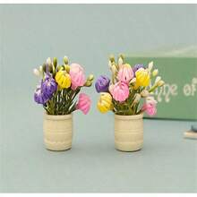 5株/3株/2株/1株迷你娃娃屋人造菊花植物，手工DIY配件，娃娃屋客厅卧室花卉装饰，微景观摄影道具 - 彩色 - 查看 4