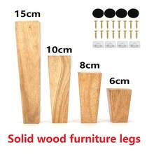 4 piezas Patas de muebles de madera sólida cónica, patas de repuesto de madera sólida, adecuadas para sofá, tocador, cama - Pies de repuesto de madera multifuncionales con placa de montaje de metal y tornillos - Beis - Ver 1