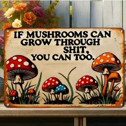 1pc 2D Flat Humorous Metal Sign, Vintage Wall Art Decor Suitable For Yard, Home, Cafe, Office, Garden, Room, Holiday Decoration, Random Hole Style