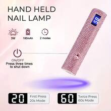 1pc USB Diamond Inlaid Handheld LED Nail Lamp With LCD Display, Multi-Functional Manicure Light Stand, Portable Mini Nail Dryer, With Diamond Decor, Suitable For Gel Nail Polish, Equipped With High-Efficiency LED Beads, 5X Magnifier, 20S/60S Quick Nail Curing/Drying, Christmas Gift, Gift For Others - Multicolor - View 4