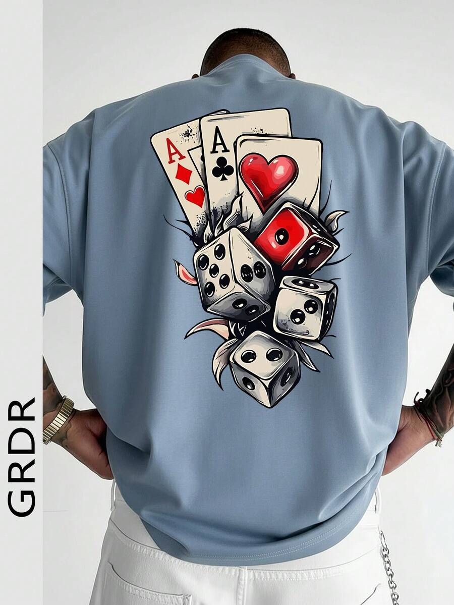 GRDR 男士夏季印花涂鸦短袖时尚T恤，适合夏季穿着