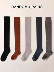 1/2/3/4/5双装女士保暖过膝袜，加厚保暖大腿袜，及膝袜，舒适秋冬家居袜