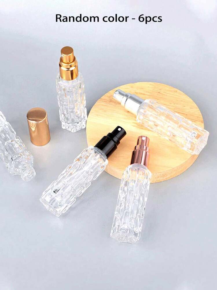 4pcs/6pcs Portable DIY Cosmetic Storage Bottles, 10ml Elegant Refillable Transparent Travel Perfume Bottles - Artistic Bottle Caps, Ideal For Toner Storage, Enjoy Beauty Care Anytime Anywhere, Perfect Travel Accessory - Multicolor - View 13