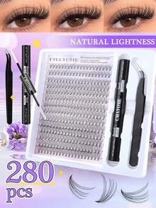 280pcs D-Curl Eyelash Curler, 9-16mm Single Lash Curler 10D-20D-30D, DIY Eyelash Curler With Thin & Thick Handle, Eyelash Curler Set With Applicator, Eyelash Glue And Sealer - Purple - View 5