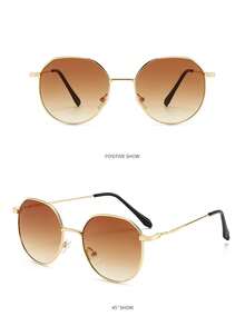 1 pieza Gafas de moda con marco ovalado clásico de estilo europeo y americano, gafas unisex de moda, adecuadas como regalo para novias o mejores amigas. Color/Estilo enviado al azar. - Café - Ver 4
