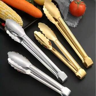 Stainless Steel Food Tongs, Easy Grip Design - Ideal For Buffets, Parties And Kitchen Use. Made Of Thickened Material, Easy To Clean, Polished Surface, Comfortable Handle. Stylish And Practical.