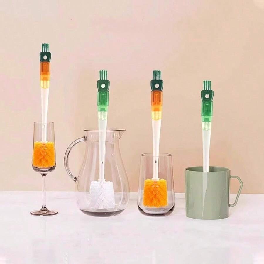 5-In-1 Nylon Long Handle Bottle Brush, Multifunctional For Cleaning Water Bottles And Glass Cups - One Size - View 1