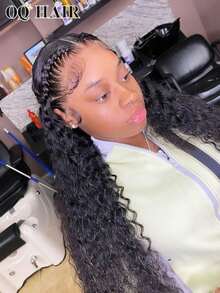 OQ 预漂白发丝 180% 18-26英寸 无需胶水即可佩戴 水波纹假发 预编9x6透明蕾丝前假发 迷你结真人发假发 预拔毛蕾丝前假发 自然发际线 高品质时尚假发 - SNatural - 查看 3