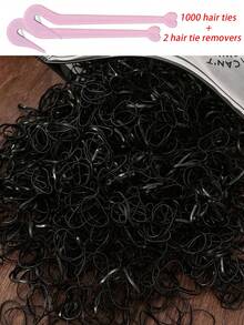 1000个发圈 + 2个发圈拆卸器，迷你弹力带，可爱发饰，佩戴牢固，发圈套装装在全息收纳袋中，是送给女孩的理想礼物，适合旅行、派对、学校、运动会——圣诞节、毕业典礼、返校季、派对发饰。 - 彩色 - 查看 9