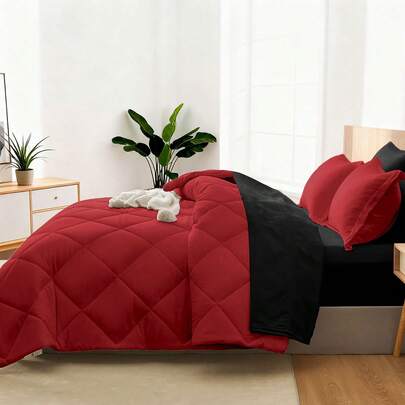 7Pcs Or 5Pcs Luxurious Comforter Set-Breathable Comforter-Ultra-Soft Fluffy Fiber Filling, Warmth For All Seasons-Quilted Comforter, Flat Sheet, Fitted Sheet, Pillowcases, Pillow Shams, Bed In A Bag, Pumpkin Color Halloween Comforter Queen Size