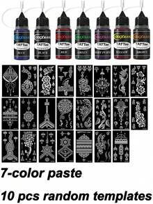 yikexuanli 3/5/7pcs Henna Temporary Tattoo Gel Kit, Tattoo Set (Excluding Needles), Includes Temporary Tattoo Stencils. Available In Multiple Colors, Customizable. Suitable For Temporary Tattoos, Mehndi, Semi-Permanent Henna Tattoos, Waterproof Temporary Tattoos, And Body Art/Tattoo Designs.