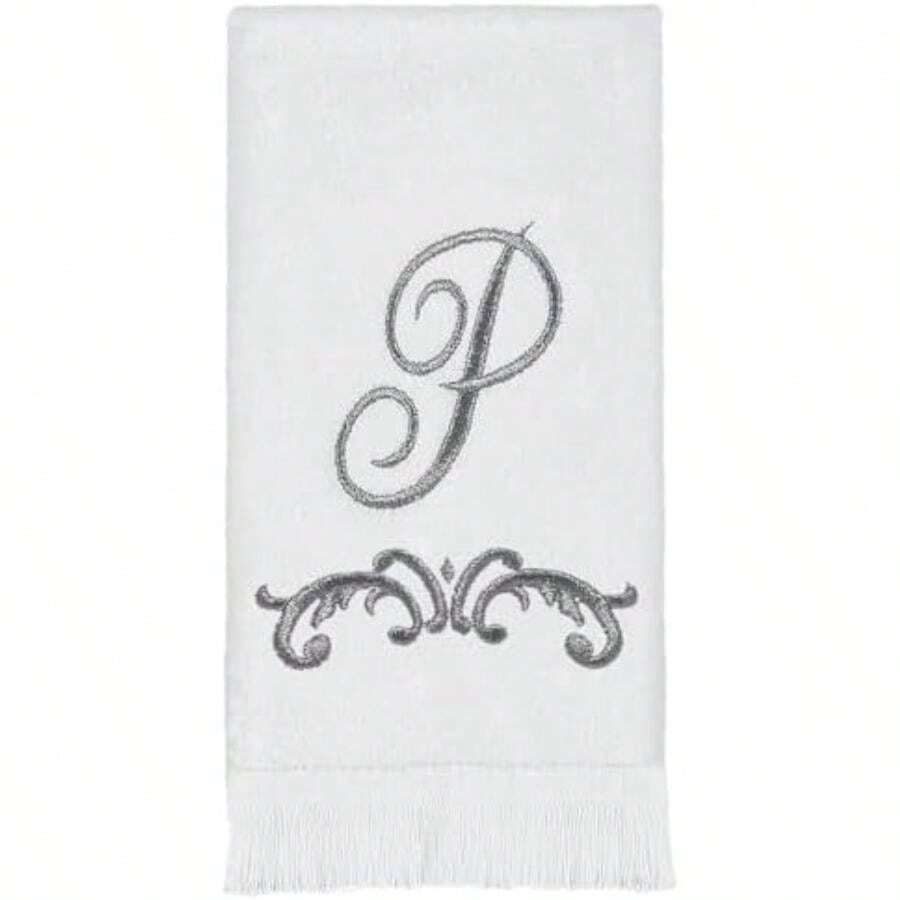 Avanti Linens - Toalla de Punta de los edos, Toalla de algodón Suave y Absorbente, diseño de esplazamiento, decoración de Estilo cursivo (colección de monogramas, Inicial )(P Punta de los dedos) - Multicolor - Ver 1