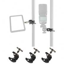 超级夹钳，带360°迷你球头快拆夹支架，三脚架安装座，1/4螺丝夹，适用于单反相机和GoPro - 黑色 - 查看 4