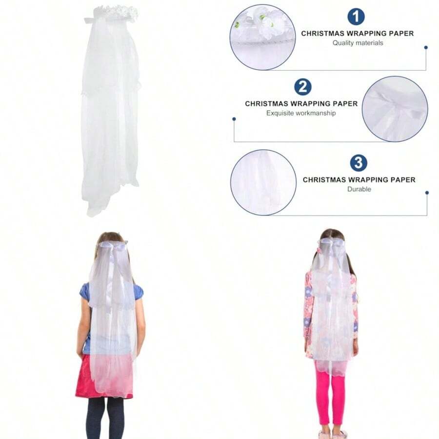 Diadema de Flores Blanca Velo Guirnalda Floral Decorativa Tocado Infantil para Bodas Fotografia y Fiestas Accesorio para Cabeza con Diseño Delicado y EleganteConveniente y duradero,Los favoritos de los niños - Multicolor - Ver 1