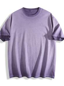 230g Thickened Gradient Lavender Washed Distressed Oversized Pure Cotton Short-Sleeve T-Shirt, Unisex Street/Hip Hop/Punk/Harajuku Style, Perfect Holiday Gift DG013 - Blåröd - Visa 12