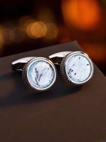 一对奢华雕刻铜质水钻袖扣，法式风格，适合婚礼、商务及日常佩戴 - 彩色 - 查看 5