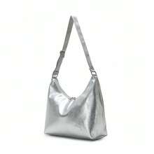 PUMA 品牌Logo純色百搭人造皮革手提單肩包女款銀色 - 銀色 - 查看 3