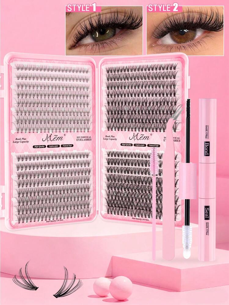 640pcs D-Curl Flare False Eyelashes Set, Bulk Combo Pack, DIY Eyelash Tools Kit, 30D+40D+50D Lash Clusters, Personal D-Curl Flare Eyelash Set Includes Lash Glue & Setting Liquid, 9-16mm Mixed Length Fake Lashes. Lash Cluster Set, False Eyelashes, Suitable For Travel, Daily Wear (Beginner Friendly), Wedding, Date, Party, Holiday And More, Also Great As Christmas/Halloween/Gift Eyelash Set. - Black - View 15