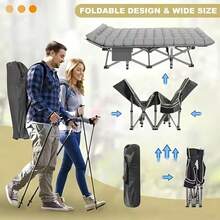 1200D Oxford Canvas Folding Camping Bed For Adults With Soft Foam Mattress And Carrying Bag - Double-Layer Portable Outdoor Bed, Folding Bed With Mattress, Folding Bed, Camping Bed, Camping Bed With Mattress, Camping Bed, Portable Folding Bed, Camping Gear, Portable Bed, Sofa Bed, Recliner-Style Folding Bed, Outdoor Chair - 沒有床單-60inx28in - 查看 8