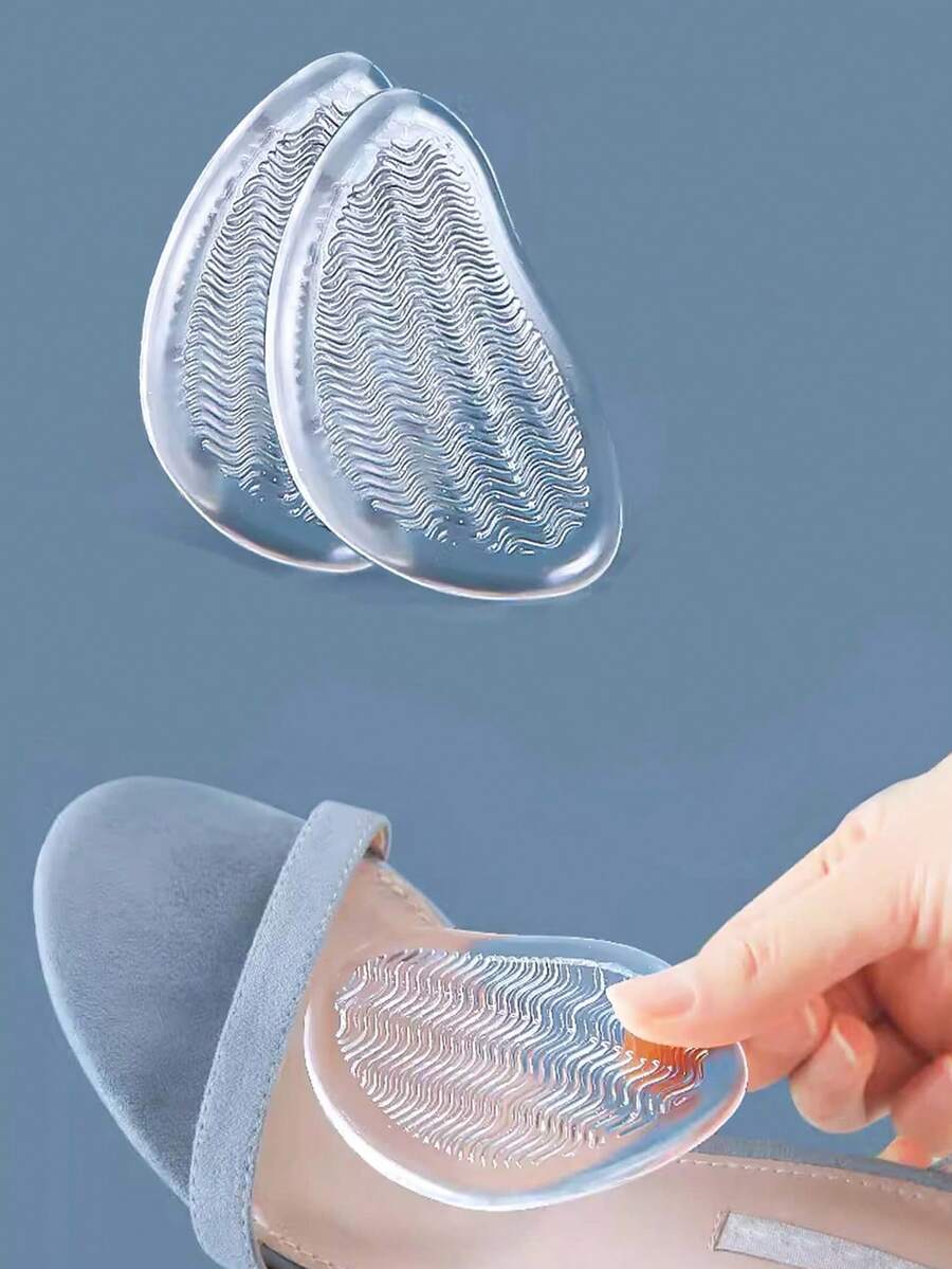 HALF INSOLE 1 Pair Forefoot Insert Cushion Pads For Women Shoes Anti Slip Silicone Foot Pain Relief Pads For High Heels Sandals Gel Shoe Insoles For Women Pumps And Men Sneakers Shoes Summer Daily Wear,Back To School Supplies, Boots Accessories For Shoes For Women, For Outdoor, Sport, Travel, Household, Office, School - 無色 - 查看 1