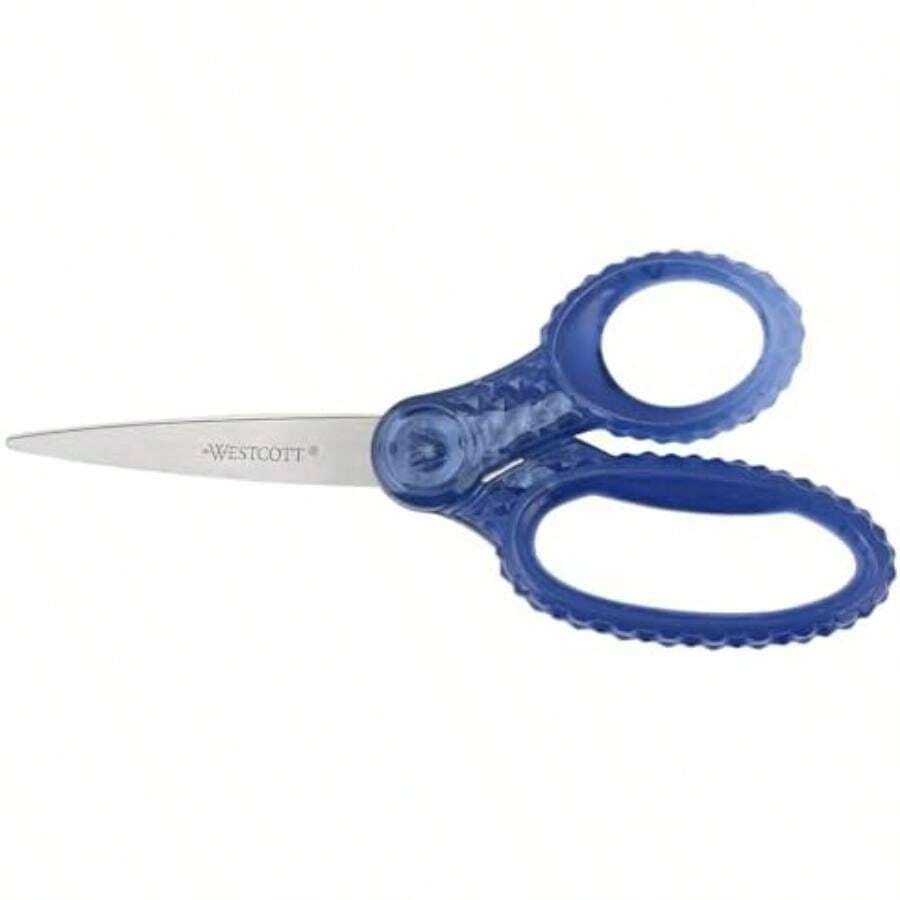 Westcott 55846 - Tijeras escolares de 7 pulgadas, multiusos, para manualidades, regreso a la escuela, suministros para el aula, rojo/gris, paquete de 2(Gema azul) - Multicolor - Ver 1