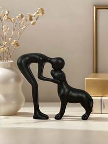 1pc Girl And Dog Friendship Resin Artwork, Statue Of Girl And Dog, Commemorating Their Bond, Elegant Home Decor Gift, For Those With Cherished Friendships, Room Decor, Reminds Of Girl With Her Loyal Pet Companion, Indoor/Outdoor Figurine, Christmas Decoration