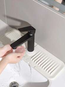 Gray Silicone Faucet Splash Guard, Bathroom Kitchen Mat, Anti-Splash Drain Mat - Multicolor - View 4