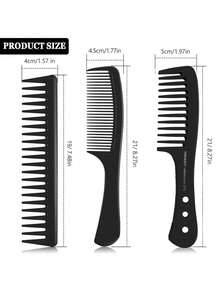 3pcs Hair Brushes, Black Hair Cutting Comb, Wide-Tooth Apple Comb For Salon ,Hair Tool Kit ,Hair Styling Kit
