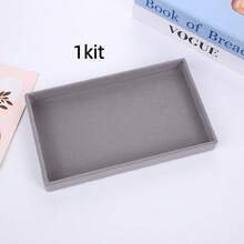 Bandeja Porta Jóias de Veludo - Organizador para Closet e Gavetas! Ideal para bijuterias, relógios e acessórios, prática e elegante - Cinza - Visão 11