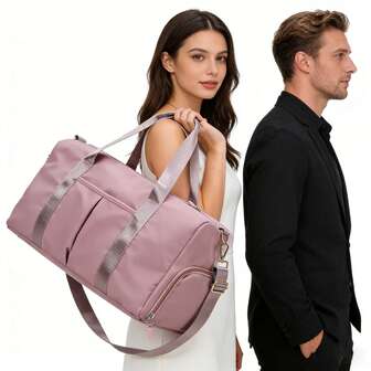 9-Color Travel Duffel Bag With Separate Wet & Dry Compartment, Heavy-Duty Construction, Spacious For Travel & Sports, With Top Handle And Detachable Shoulder Strap, Suitable For Storing Shoes, Clothes, Daily Necessities