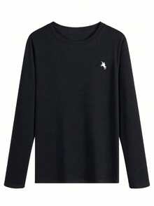 3pcs Men's Casual Versatile Simple Printed Crew Neck Long Sleeve T-Shirt Set, Spring/Autumn - Multicolor - View 3